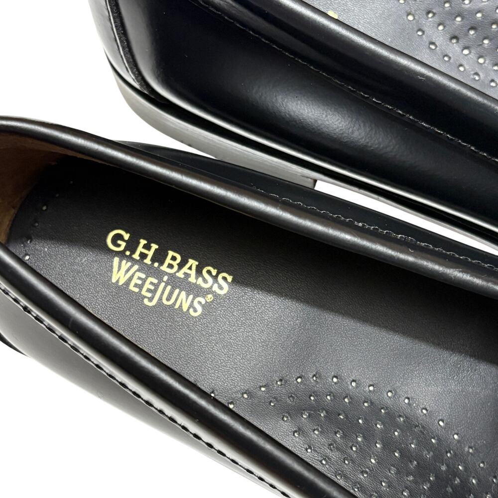 G.H. Bass WHITNEY WEEJUNS Penny Loafers in Black White Leather Size 8.5 $198 - Picture 10 of 13